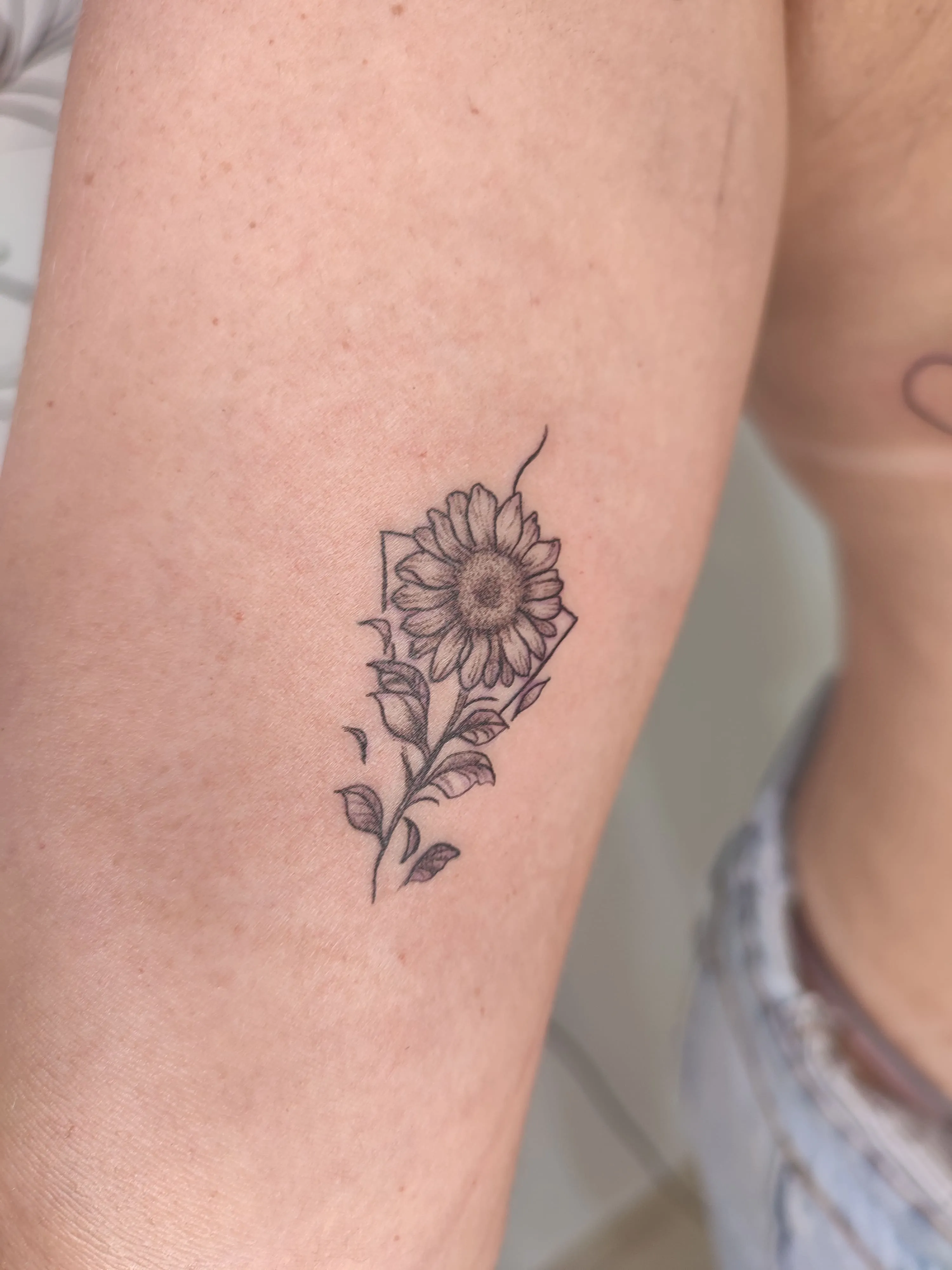 Tatuagem de flores em traço fino